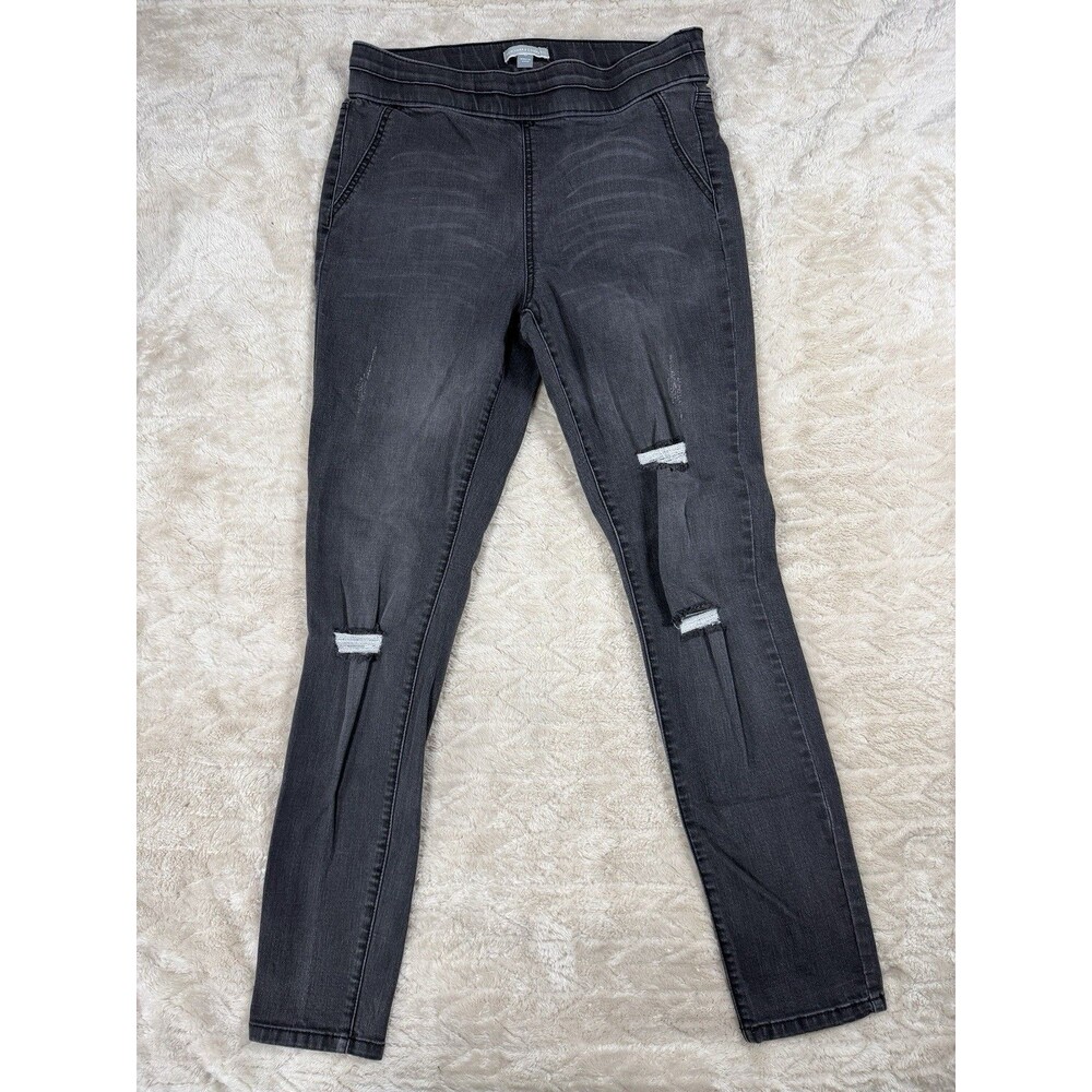 New York & Company Jeans Womens Charcoal Moto Skinny Distressed Y2K